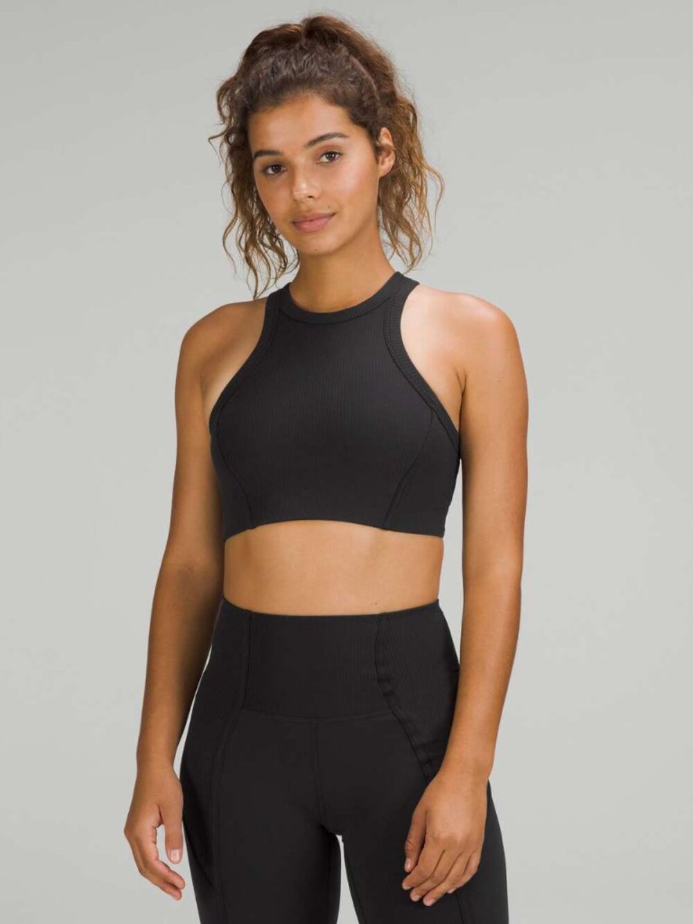 Lululemon Ribbed Nulu Black High Neck Yoga Bra